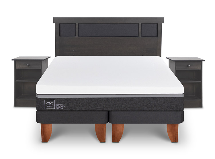 JUEGO DE DORMITORIO CIC CAMA EUROPEA DUBLIN ORTOPEDIC ADVANCE BD KING + SET GRIS - 1