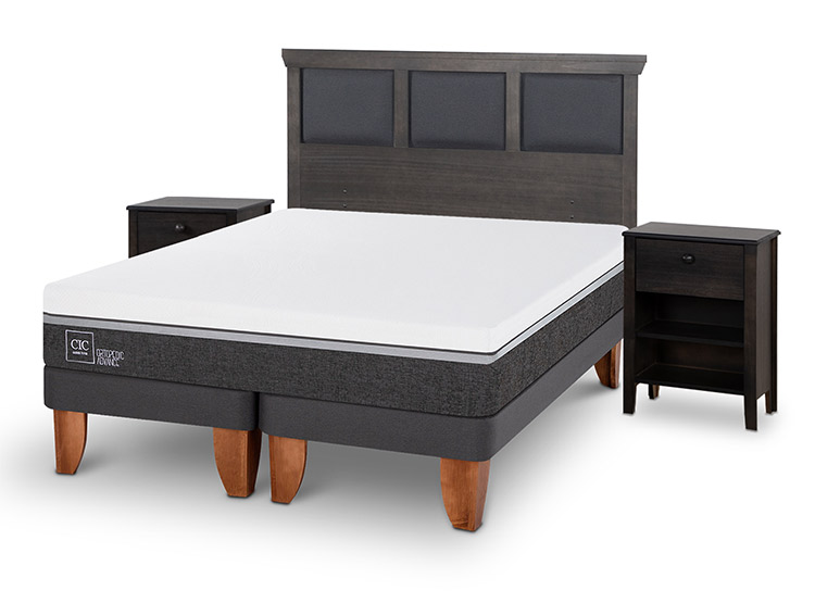 JUEGO DE DORMITORIO CIC CAMA EUROPEA TORINO ORTOPEDIC ADVANCE BD KING + SET GRIS - 2