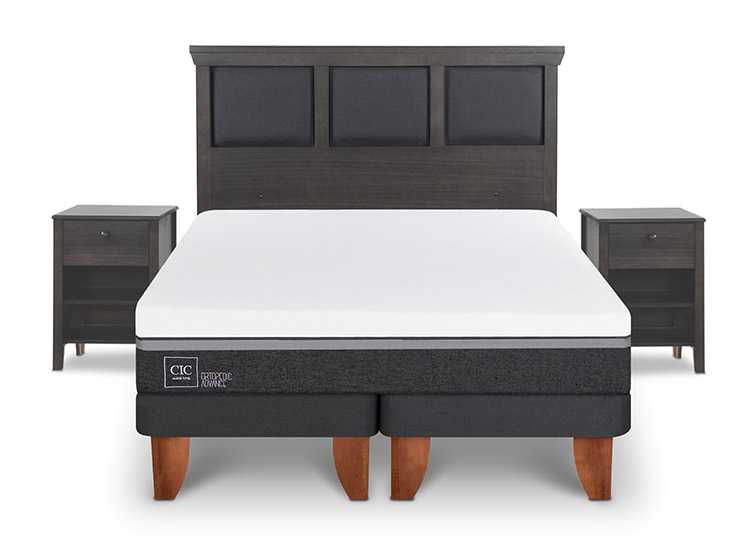 JUEGO DE DORMITORIO CIC CAMA EUROPEA TORINO ORTOPEDIC ADVANCE BD KING + SET GRIS - 1
