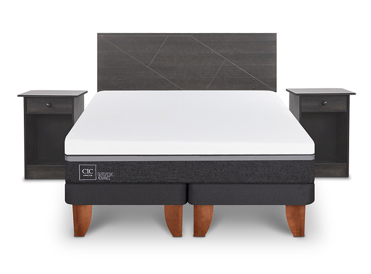 JUEGO DE DORMITORIO CIC CAMA EUROPEA VILLARRICA ORTOPEDIC ADVANCE BD KING + SET GRIS - 1