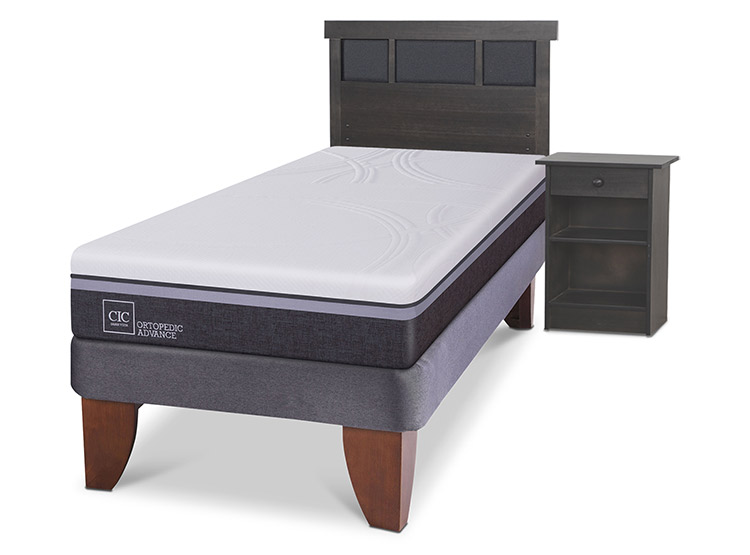 JUEGO DE DORMITORIO CIC CAMA EUROPEA DUBLIN ORTOPEDIC ADVANCE 1.5 PLAZAS + SET GRIS - 2