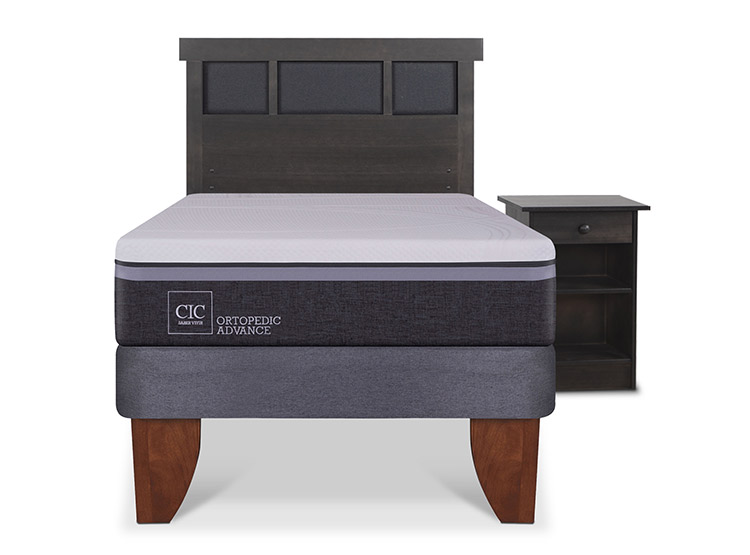 JUEGO DE DORMITORIO CIC CAMA EUROPEA DUBLIN ORTOPEDIC ADVANCE 1.5 PLAZAS + SET GRIS - 1