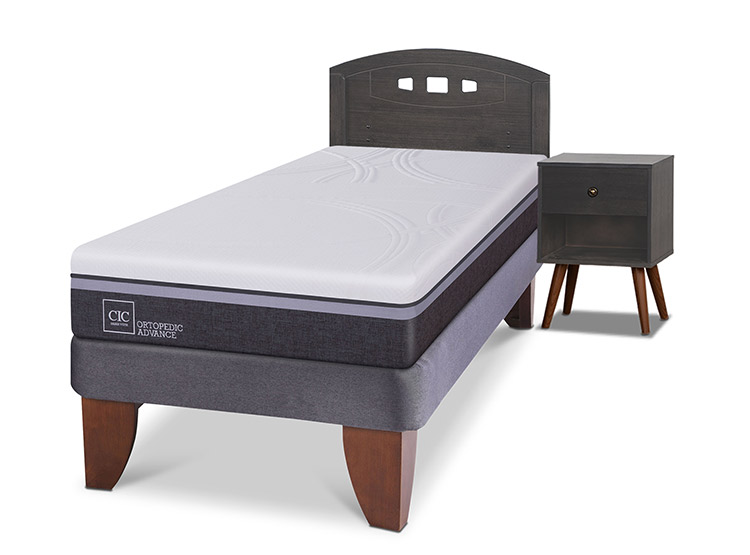 JUEGO DE DORMITORIO CIC CAMA EUROPEA GALES ORTOPEDIC ADVANCE 1.5 PLAZAS + SET GRIS - 2