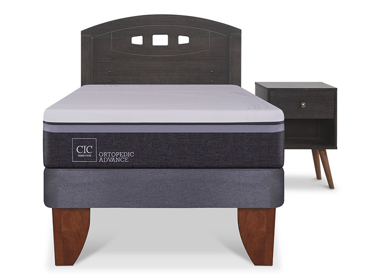 JUEGO DE DORMITORIO CIC CAMA EUROPEA GALES ORTOPEDIC ADVANCE 1.5 PLAZAS + SET GRIS - 1