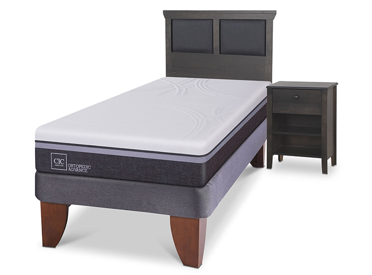 JUEGO DE DORMITORIO CIC CAMA EUROPEA TORINO ORTOPEDIC ADVANCE 1.5 PLAZAS + SET GRIS - 2