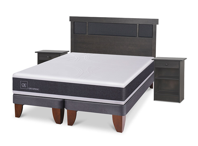 JUEGO DE DORMITORIO CIC CAMA EUROPEA DUBLIN ORTOPEDIC BD 2 PLAZAS + SET GRIS - 2