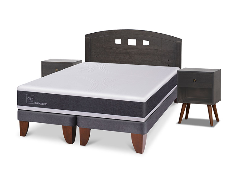JUEGO DE DORMITORIO CIC CAMA EUROPEA GALES ORTOPEDIC BD 2 PLAZAS + SET GRIS - 2