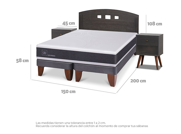JUEGO DE DORMITORIO CIC CAMA EUROPEA GALES ORTOPEDIC BD 2 PLAZAS + SET GRIS - 3