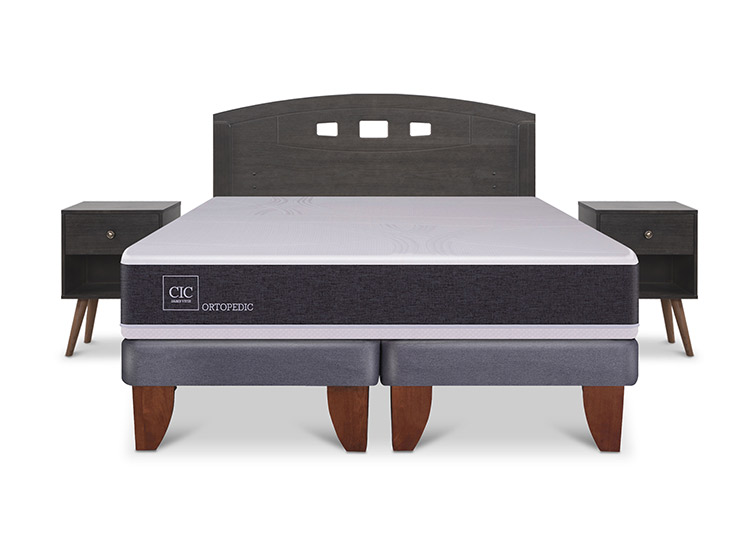 JUEGO DE DORMITORIO CIC CAMA EUROPEA GALES ORTOPEDIC BD 2 PLAZAS + SET GRIS - 1