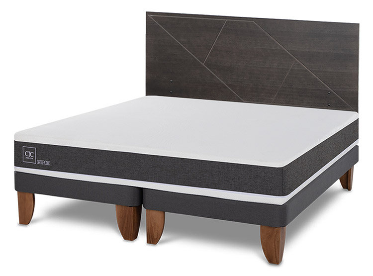 JUEGO DE DORMITORIO CIC CAMA EUROPEA ORTOPEDIC KING + RESPALDO VILLARRICA GRIS - 2
