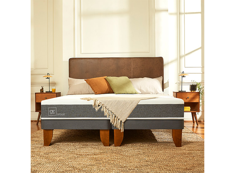 JUEGO DE DORMITORIO CIC CAMA EUROPEA MUNICH ORTOPEDIC BD 2 PLAZAS + SET GRIS - 8
