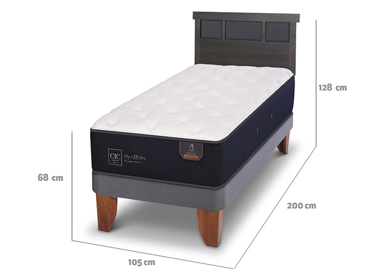 JUEGO DE DORMITORIO CIC CAMA EUROPEA PREMIUM 1.5 PLAZAS + RESPALDO DUBLIN GRIS - 3