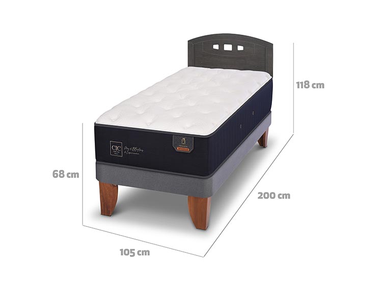 JUEGO DE DORMITORIO CIC CAMA EUROPEA GALES PREMIUM 1.5 PLAZAS + RESPALDO GRIS - 3