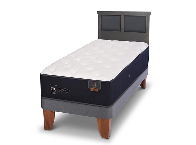 JUEGO DE DORMITORIO CIC CAMA EUROPEA TORINO PREMIUM 1.5 PLAZAS + RESPALDO GRIS - 2