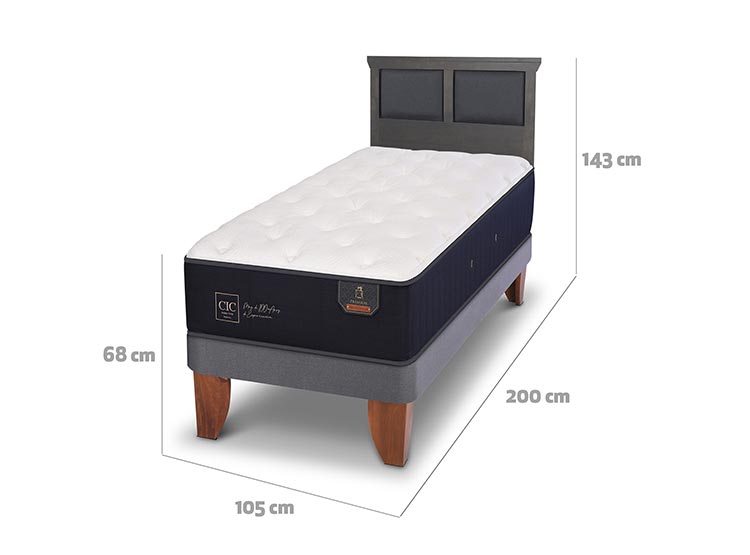 JUEGO DE DORMITORIO CIC CAMA EUROPEA TORINO PREMIUM 1.5 PLAZAS + RESPALDO GRIS - 3