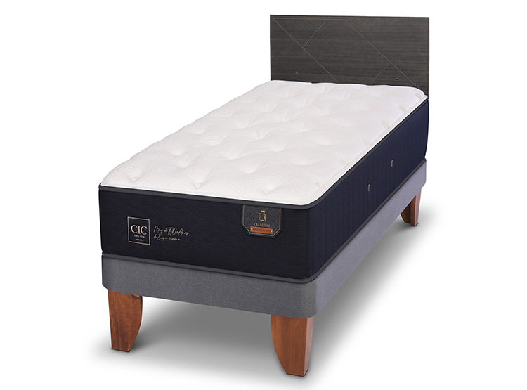 JUEGO DE DORMITORIO CIC CAMA EUROPEA PREMIUM 1.5 PLAZAS + RESPALDO VILLARRICA GRIS - 2