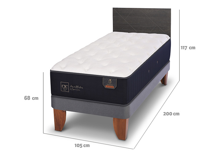 JUEGO DE DORMITORIO CIC CAMA EUROPEA PREMIUM 1.5 PLAZAS + RESPALDO VILLARRICA GRIS - 3