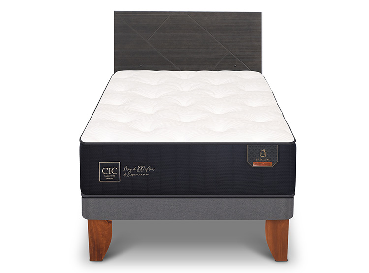 JUEGO DE DORMITORIO CIC CAMA EUROPEA PREMIUM 1.5 PLAZAS + RESPALDO VILLARRICA GRIS - 1