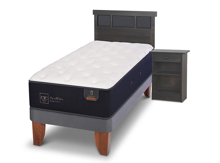JUEGO DE DORMITORIO CIC CAMA EUROPEA DUBLIN PREMIUM 1.5 PLAZAS + SET GRIS - 2