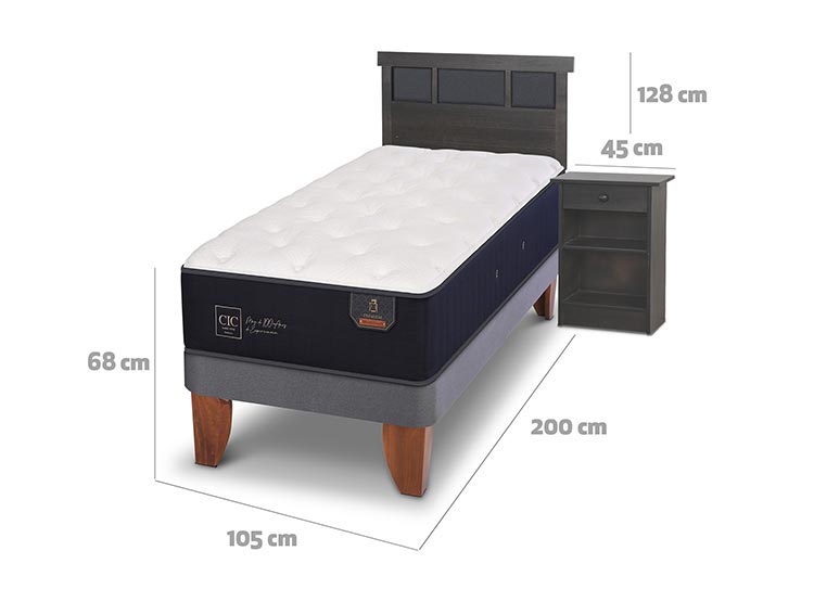 JUEGO DE DORMITORIO CIC CAMA EUROPEA DUBLIN PREMIUM 1.5 PLAZAS + SET GRIS - 3