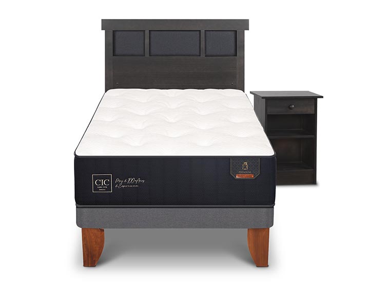 JUEGO DE DORMITORIO CIC CAMA EUROPEA DUBLIN PREMIUM 1.5 PLAZAS + SET GRIS - 1