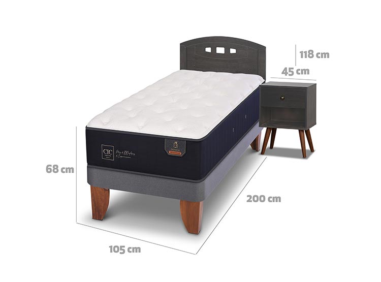 JUEGO DE DORMITORIO CIC CAMA EUROPEA GALES PREMIUM 1.5 PLAZAS + SET GRIS - 3