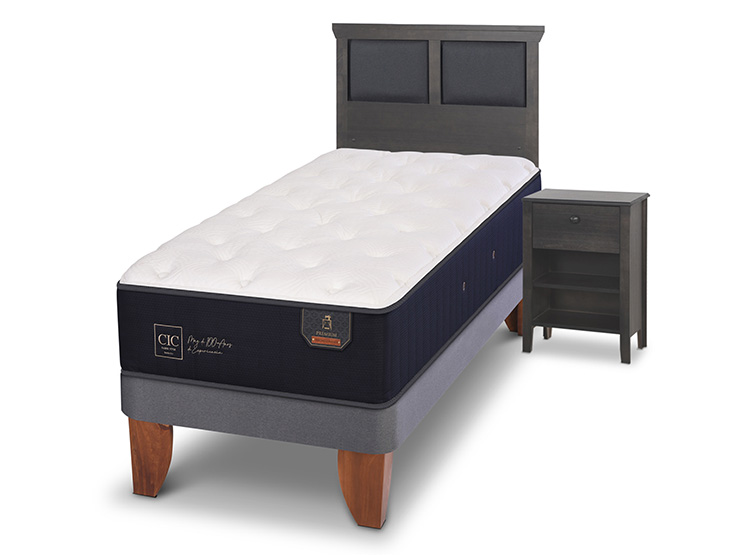 JUEGO DE DORMITORIO CIC CAMA EUROPEA PREMIUM 1.5 PLAZAS + SET TORINO GRIS - 2