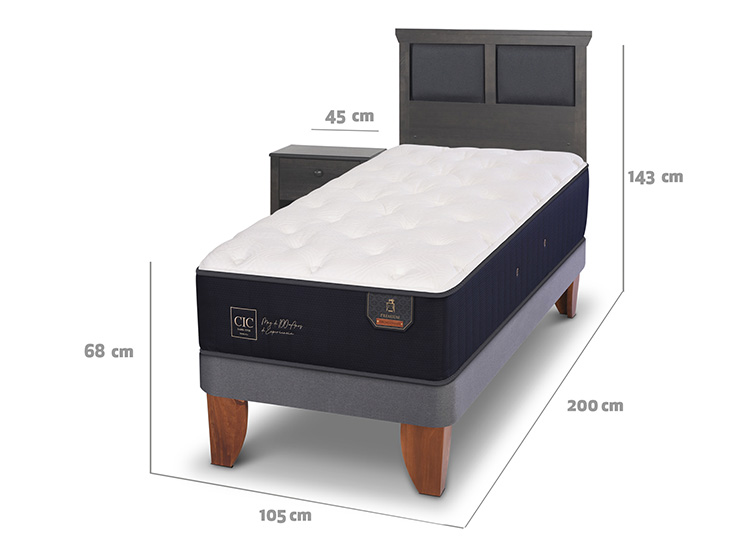 JUEGO DE DORMITORIO CIC CAMA EUROPEA PREMIUM 1.5 PLAZAS + SET TORINO GRIS - 3