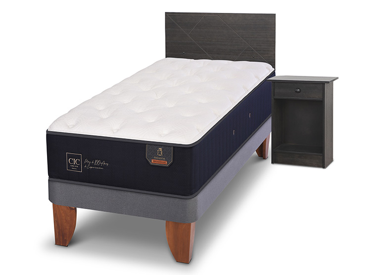 JUEGO DE DORMITORIO CIC CAMA EUROPEA PREMIUM 1.5 PLAZAS + SET VILLARRICA GRIS - 2