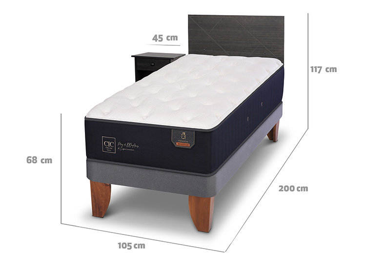 JUEGO DE DORMITORIO CIC CAMA EUROPEA PREMIUM 1.5 PLAZAS + SET VILLARRICA GRIS - 3