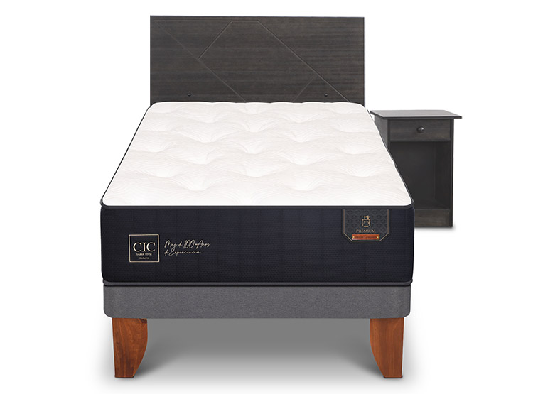 JUEGO DE DORMITORIO CIC CAMA EUROPEA PREMIUM 1.5 PLAZAS + SET VILLARRICA GRIS - 1