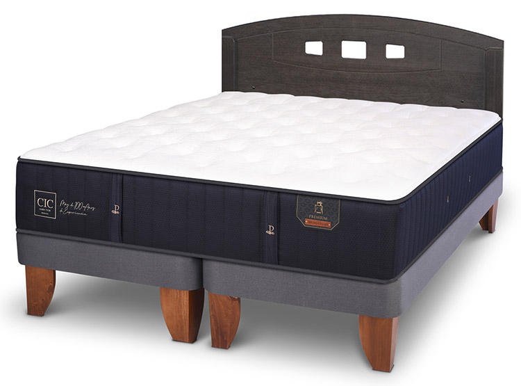 JUEGO DE DORMITORIO CIC CAMA EUROPEA PREMIUM BD 2 PLAZAS + RESPALDO GALES GRIS - 2