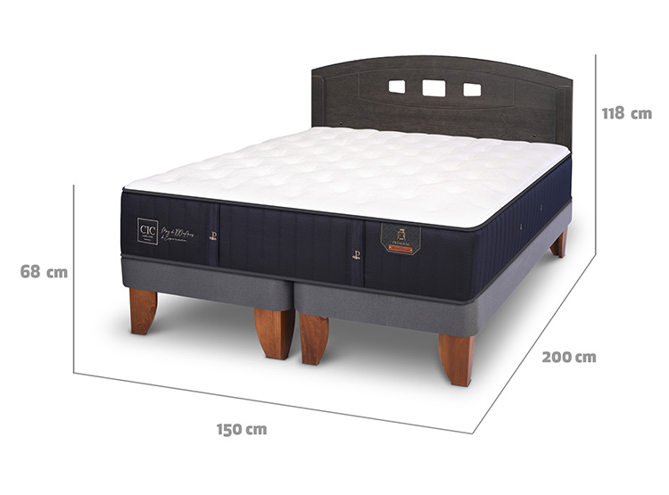 JUEGO DE DORMITORIO CIC CAMA EUROPEA PREMIUM BD 2 PLAZAS + RESPALDO GALES GRIS - 3