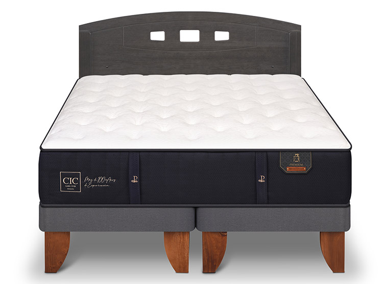 JUEGO DE DORMITORIO CIC CAMA EUROPEA PREMIUM BD 2 PLAZAS + RESPALDO GALES GRIS - 1