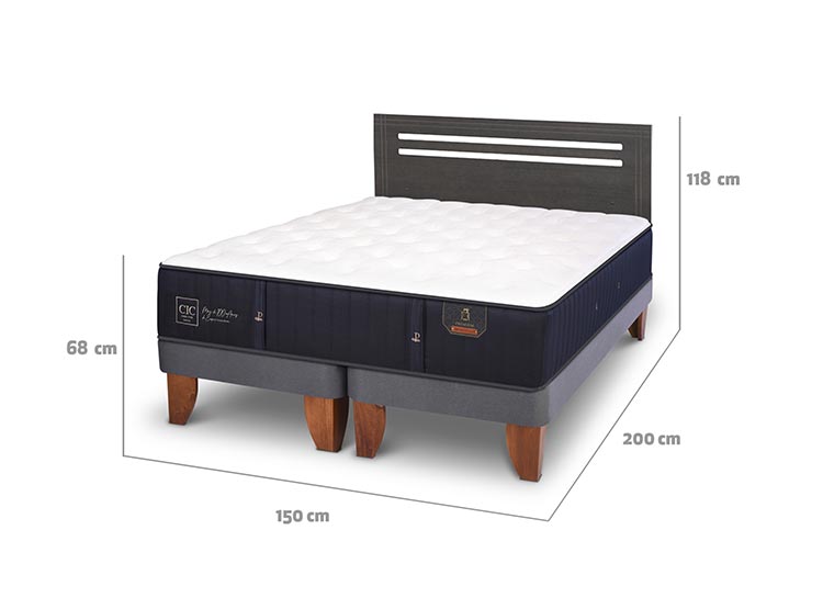 JUEGO DE DORMITORIO CIC CAMA EUROPEA MUNICH PREMIUM BD 2 PLAZAS + RESPALDO GRIS - 3