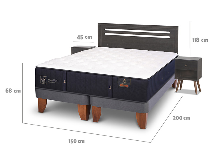 JUEGO DE DORMITORIO CIC CAMA EUROPEA PREMIUM BD 2 PLAZAS + SET MUNICH GRIS - 3