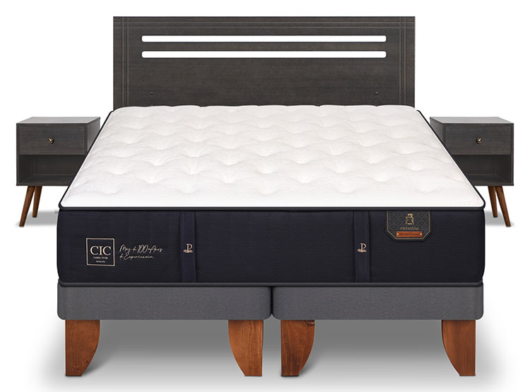 JUEGO DE DORMITORIO CIC CAMA EUROPEA PREMIUM BD 2 PLAZAS + SET MUNICH GRIS - 1