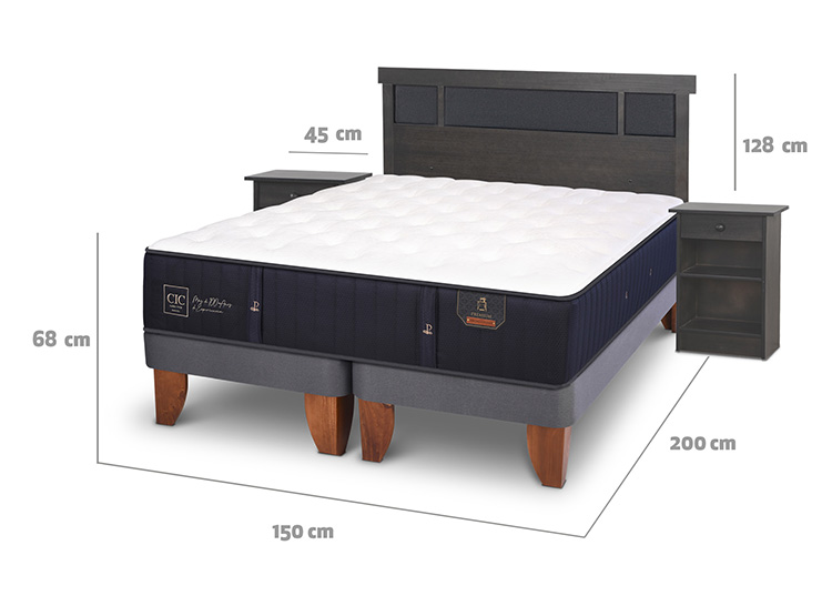 JUEGO DE DORMITORIO CIC CAMA EUROPEA PREMIUM BD 2 PLAZAS + SET DUBLIN GRIS - 3