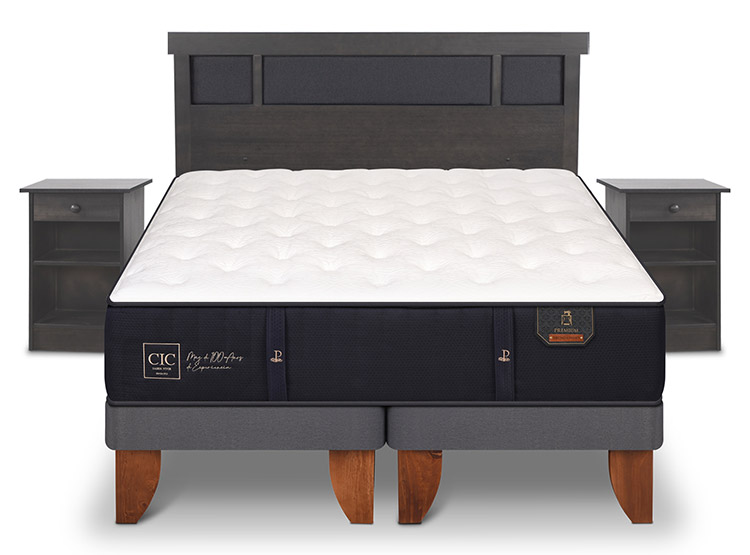 JUEGO DE DORMITORIO CIC CAMA EUROPEA PREMIUM BD 2 PLAZAS + SET DUBLIN GRIS - 1