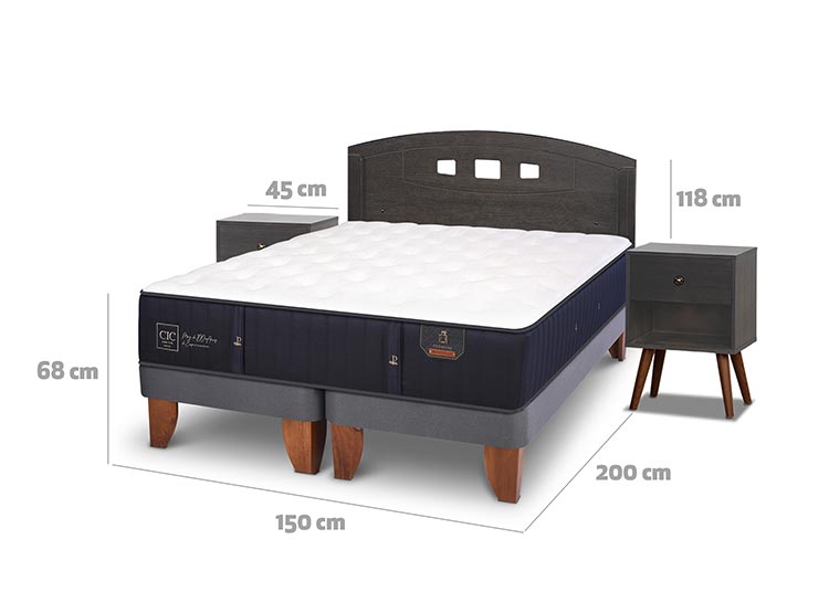 JUEGO DE DORMITORIO CIC CAMA EUROPEA GALES PREMIUM BD 2 PLAZAS + SET GRIS - 3