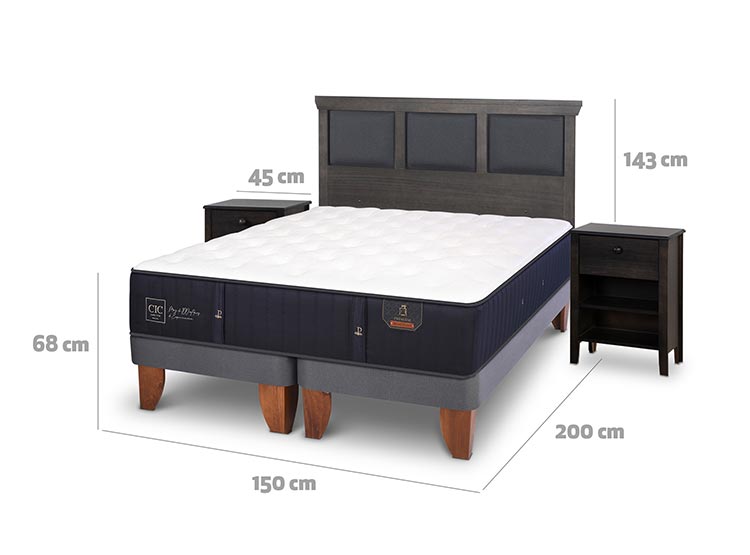 JUEGO DE DORMITORIO CIC CAMA EUROPEA TORINO PREMIUM BD 2 PLAZAS + SET GRIS - 3