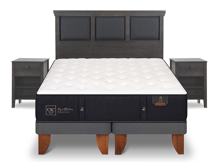 JUEGO DE DORMITORIO CIC CAMA EUROPEA TORINO PREMIUM BD 2 PLAZAS + SET GRIS - 1