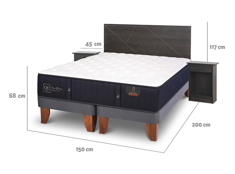 JUEGO DE DORMITORIO CIC CAMA EUROPEA PREMIUM BD 2 PLAZAS + SET VILLARRICA GRIS - 3