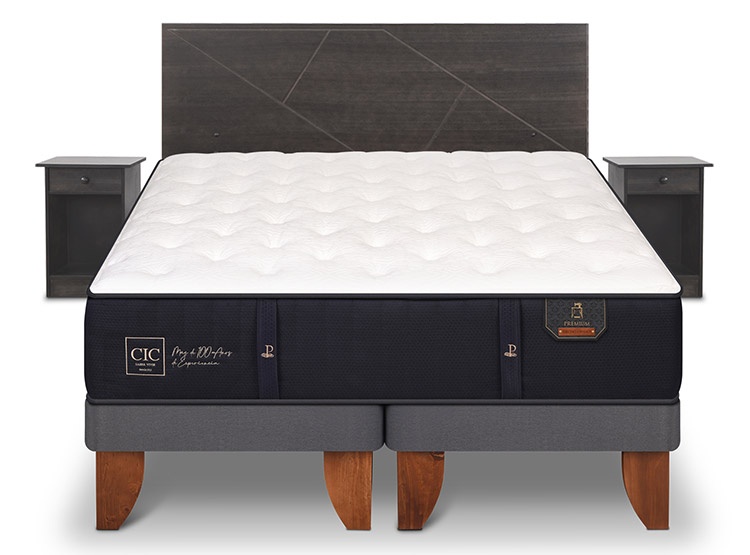 JUEGO DE DORMITORIO CIC CAMA EUROPEA PREMIUM BD 2 PLAZAS + SET VILLARRICA GRIS - 1