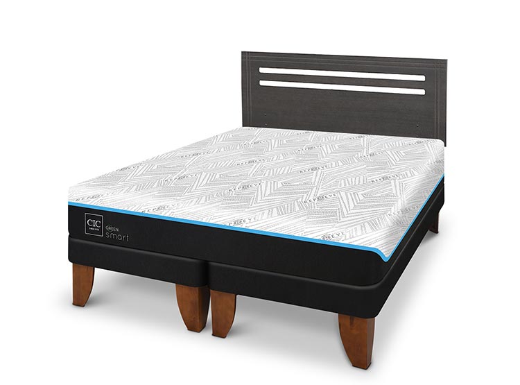 JUEGO DE DORMITORIO CIC CAMA EUROPEA MUNICH GREEN INFINITY BD 2 PLAZAS + RESPALDO GRIS - 2