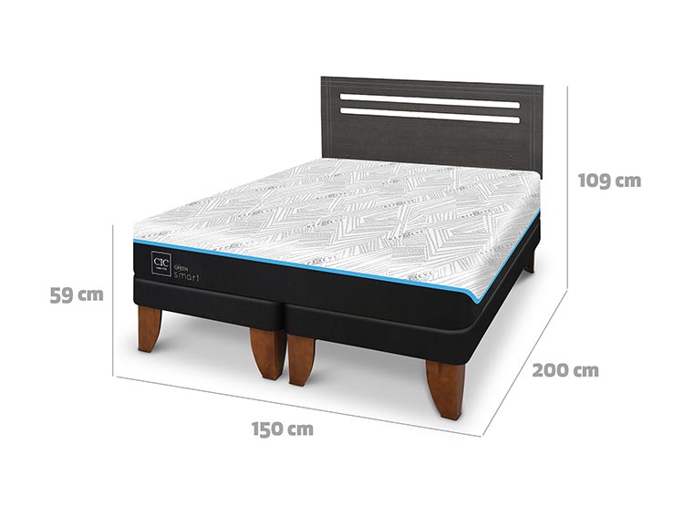 JUEGO DE DORMITORIO CIC CAMA EUROPEA MUNICH GREEN INFINITY BD 2 PLAZAS + RESPALDO GRIS - 3