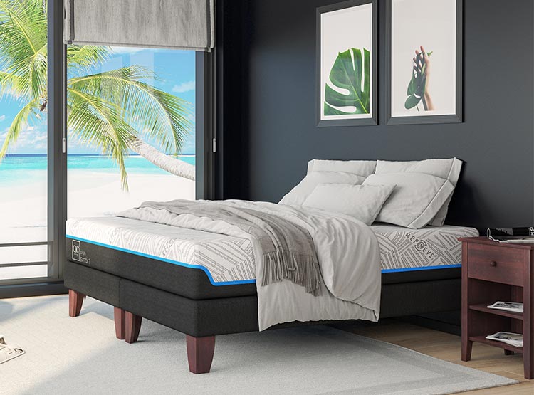 JUEGO DE DORMITORIO CIC CAMA EUROPEA MUNICH GREEN INFINITY BD 2 PLAZAS + RESPALDO GRIS - 7