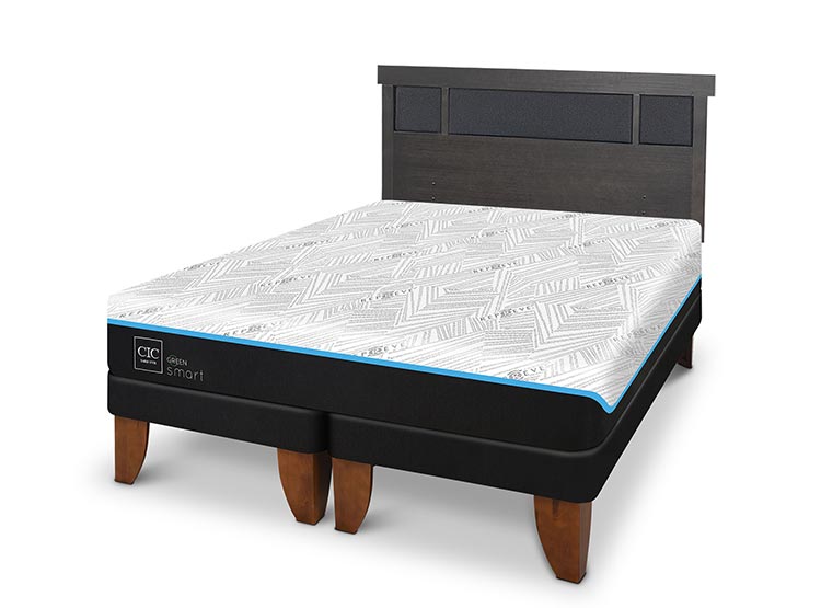 JUEGO DE DORMITORIO CIC CAMA EUROPEA DUBLIN GREEN INFINITY BD 2 PLAZAS + RESPALDO GRIS - 2