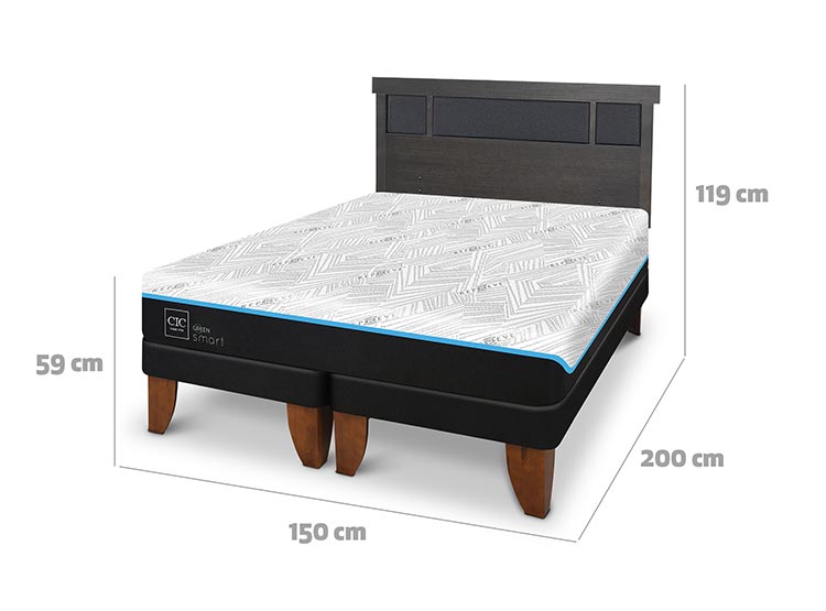 JUEGO DE DORMITORIO CIC CAMA EUROPEA DUBLIN GREEN INFINITY BD 2 PLAZAS + RESPALDO GRIS - 3