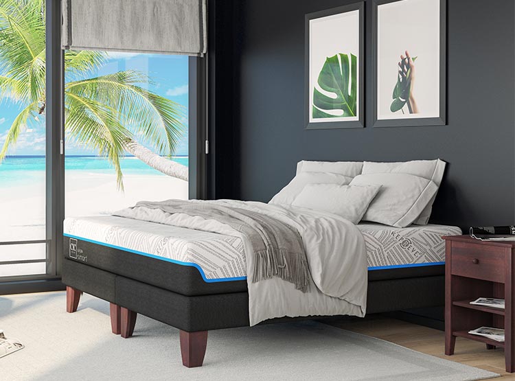 JUEGO DE DORMITORIO CIC CAMA EUROPEA DUBLIN GREEN INFINITY BD 2 PLAZAS + RESPALDO GRIS - 7